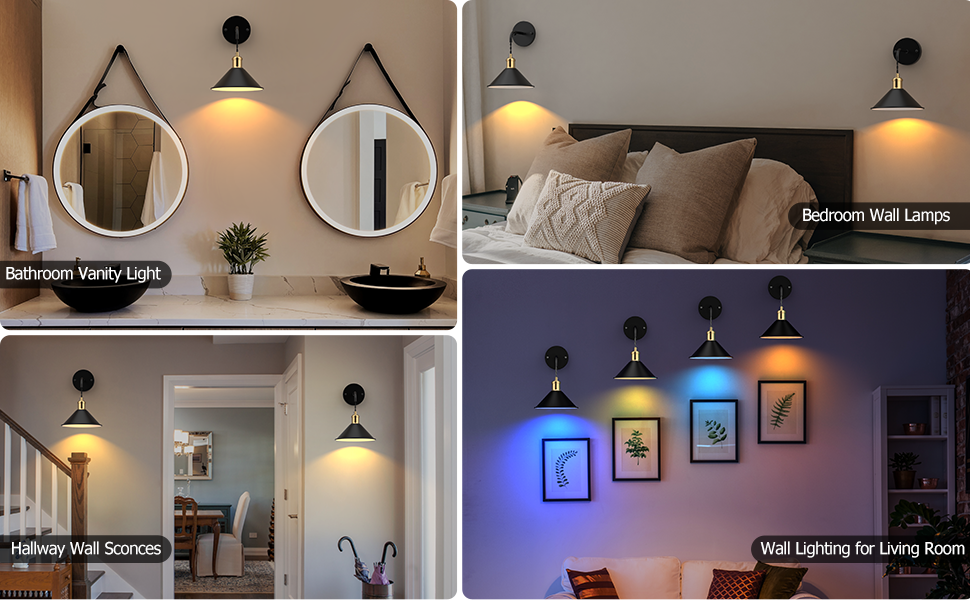 2Pc. Battery-Operated Wall Sconces with Remote
