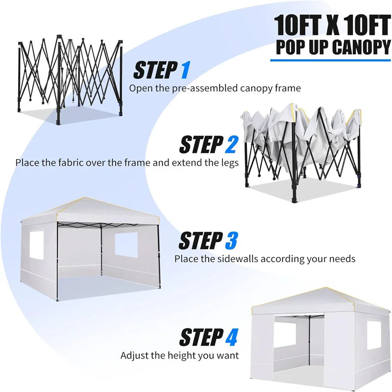 10x10FT Pop Up Canopy Sidewalls/Roll-up Ventilated Windows/Mosquito net,