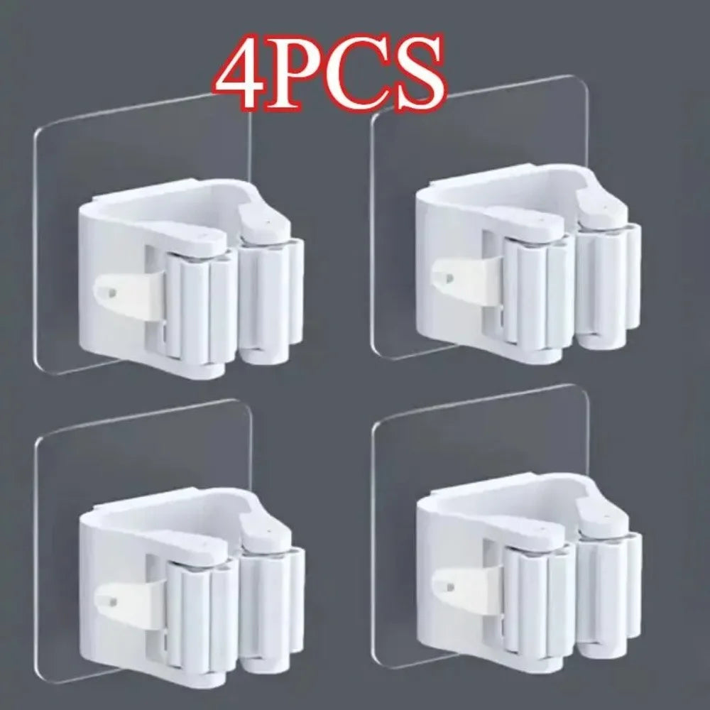 4 Piece Mop Holder, Self-adhesive Installation