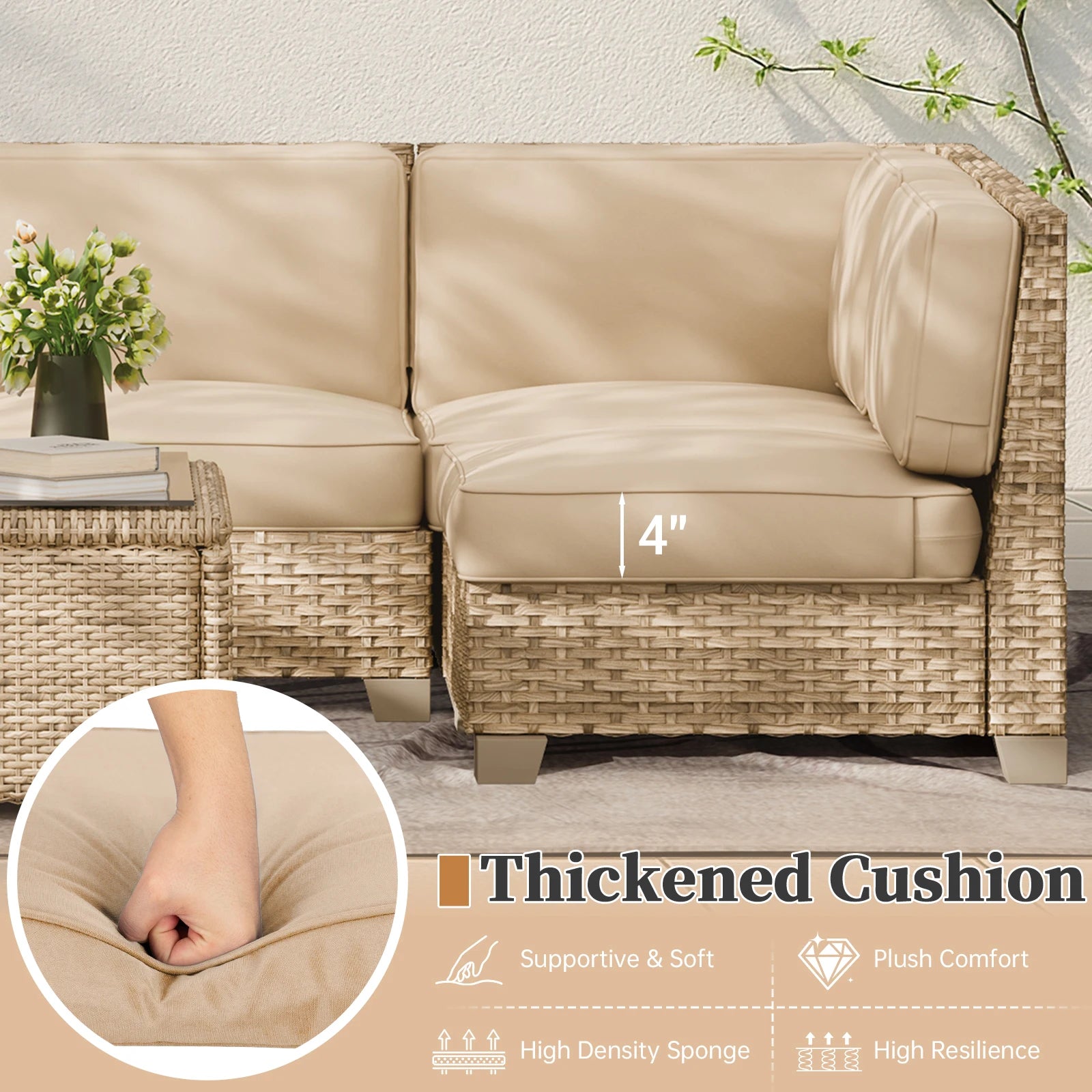 14 Piece Sofa Cushion Set Beige Gray Blue