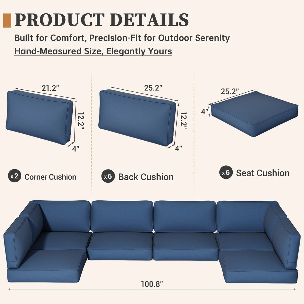 14 Piece Sofa Cushion Set Beige Gray Blue