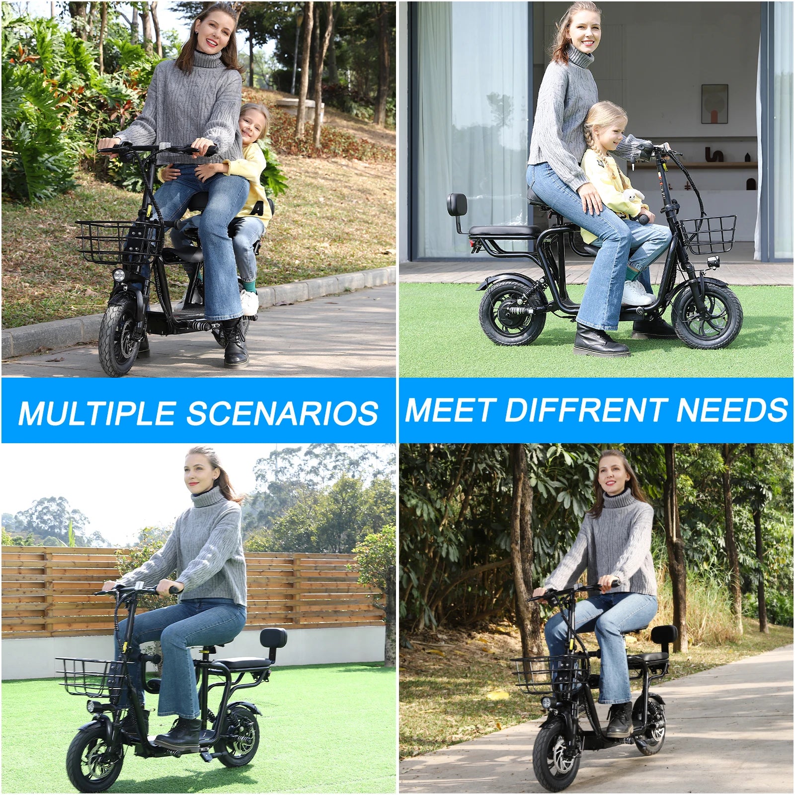 Electric Scooter with Adjustable Seat
