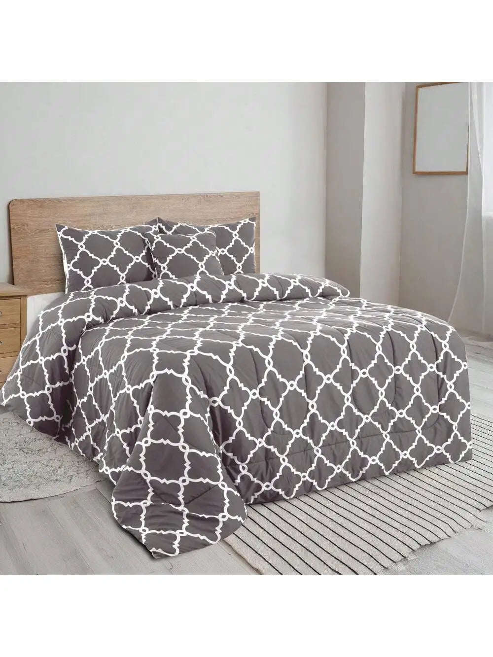 Reversible 5pc Comforter Set, Microfiber Bed in a Bag