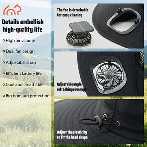 2-Fan Solar-Powered Sun Hat
