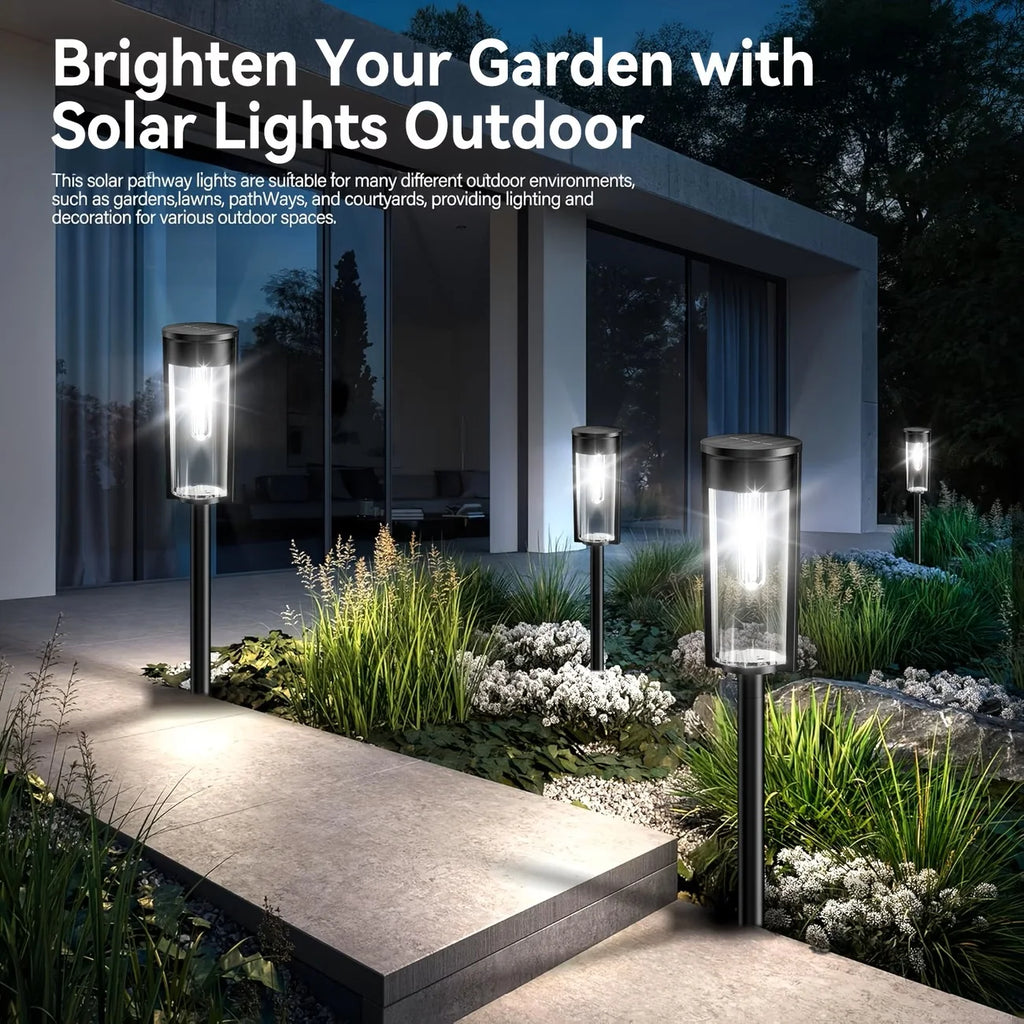 SUPER BRIGHT Solar Pathway Lights Outdoor, 8 Pack Solar Lights Outdoor, Auto On/Off, IP65 Waterproof Solar Garden Lights Solar Powered Landscape Lighting for Yard Patio Walkway Driveway Pathway