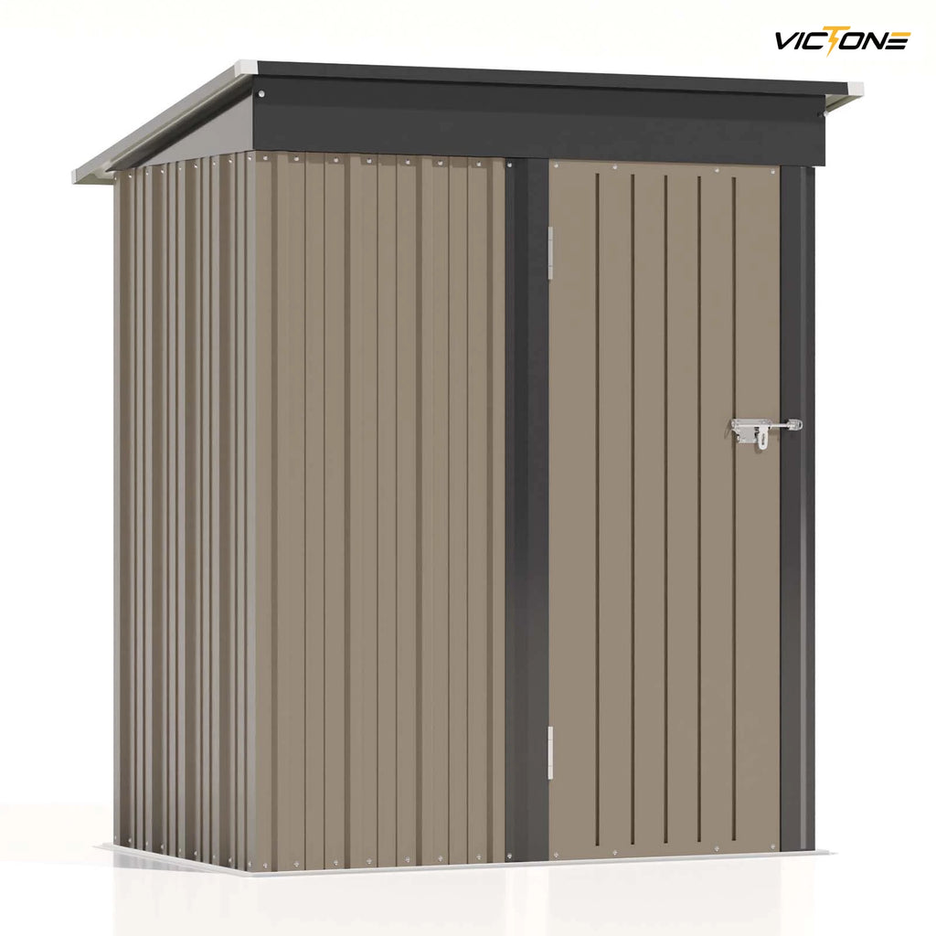 5x3 FT Outdoor Storage Shed, Sloping Roof and Lockable Door