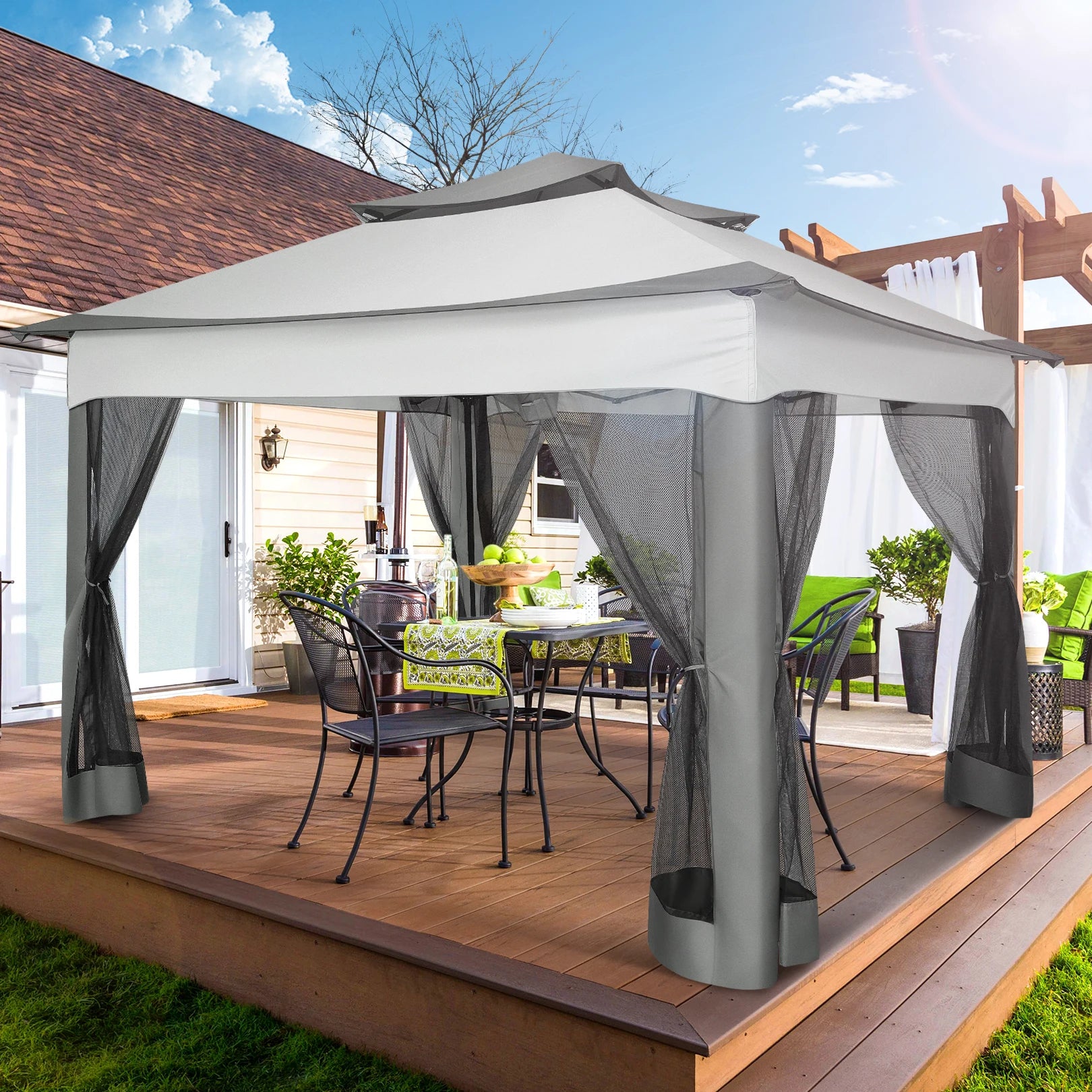 11x11ft Gazebo Outdoor Canopy With Carry Bag