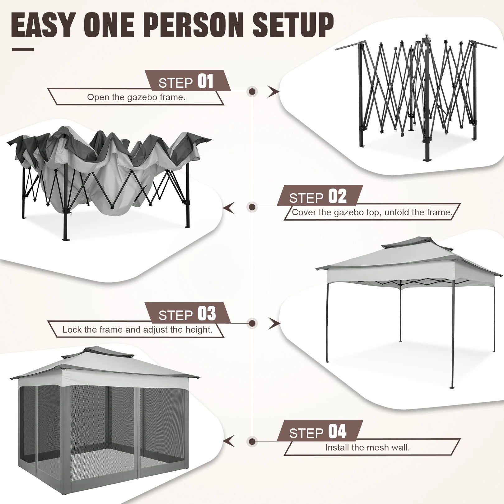 11x11ft Gazebo Outdoor Canopy With Carry Bag