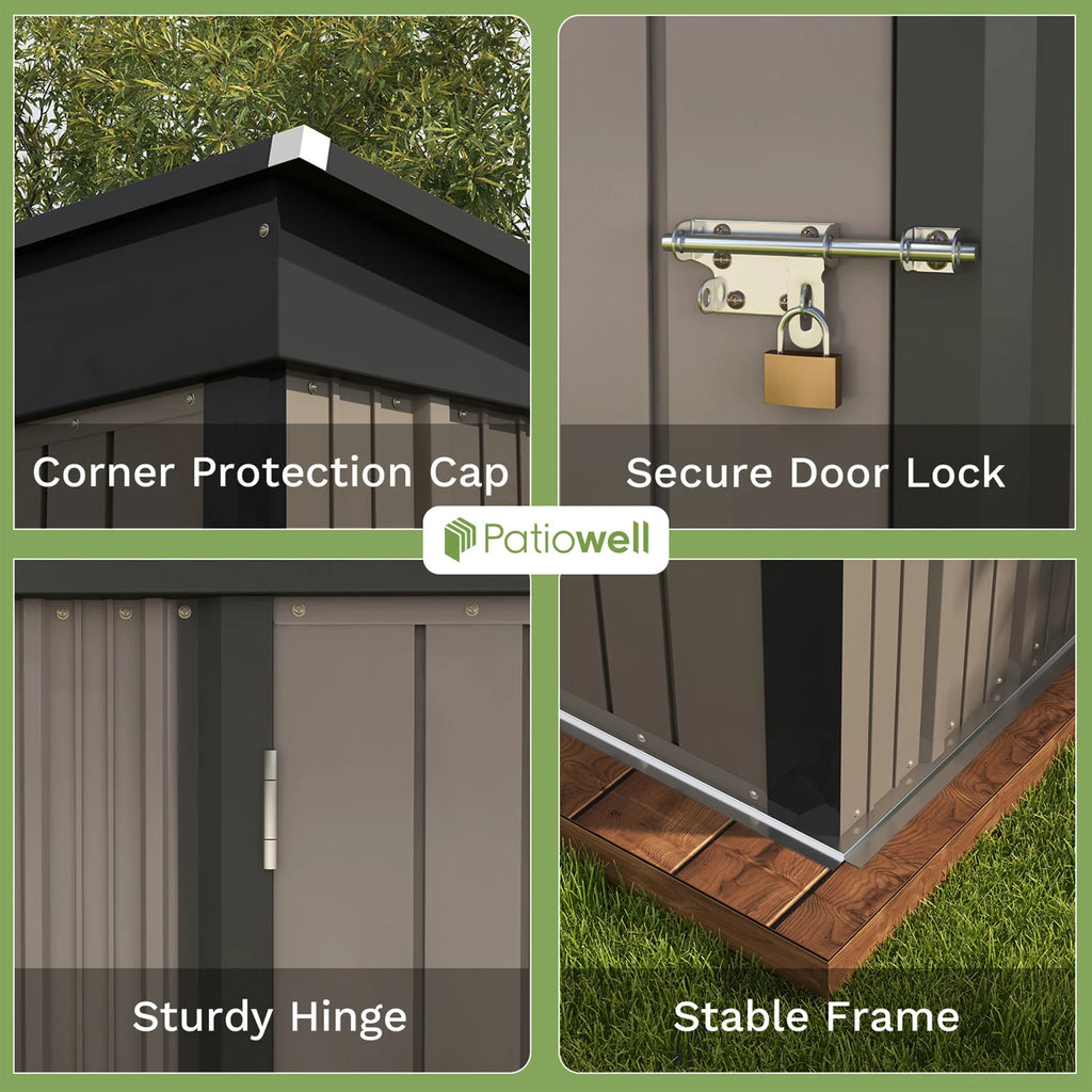 5x3 FT Outdoor Storage Shed, Sloping Roof and Lockable Door