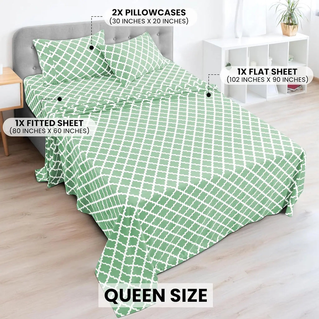 4Pc Quatrefoil Sheet Set – Soft Microfiber, Wrinkle-Free