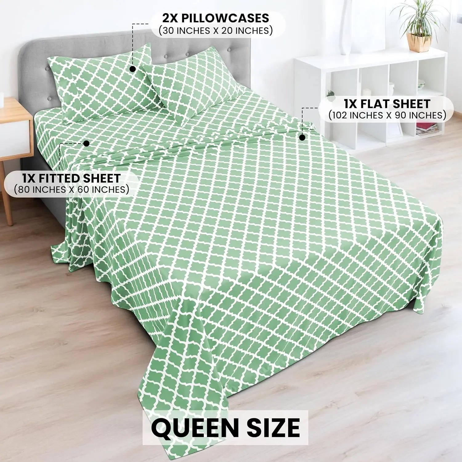 4Pc Quatrefoil Sheet Set – Soft Microfiber, Wrinkle-Free