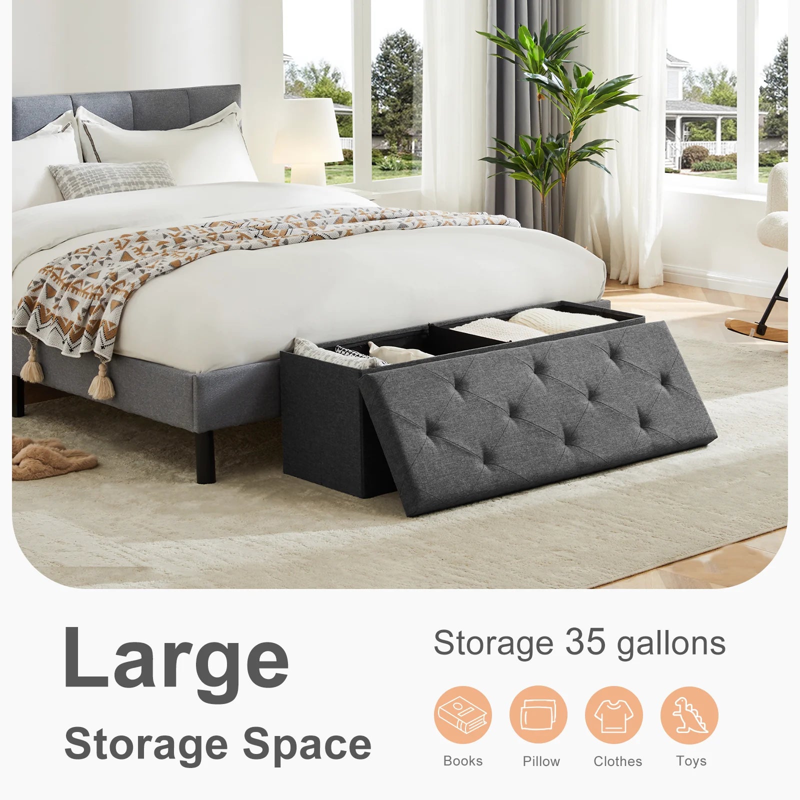 Folding Storage Ottoman
