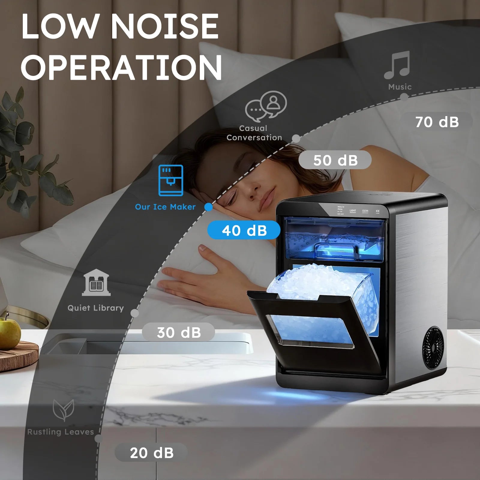 Nugget Countertop Ice Maker 44bs/24h Self-Cleaning