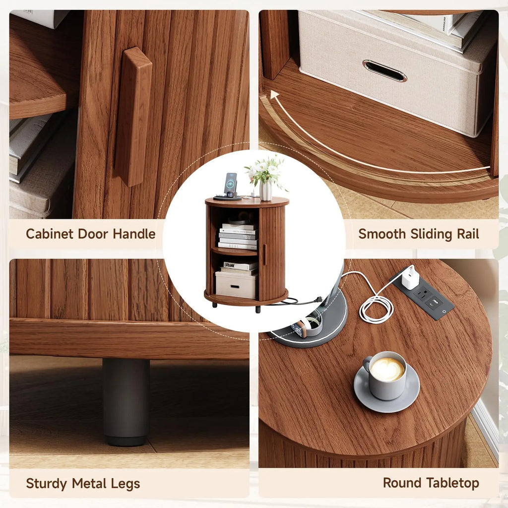 Fluted Round End Table, Multiple Colors/styles