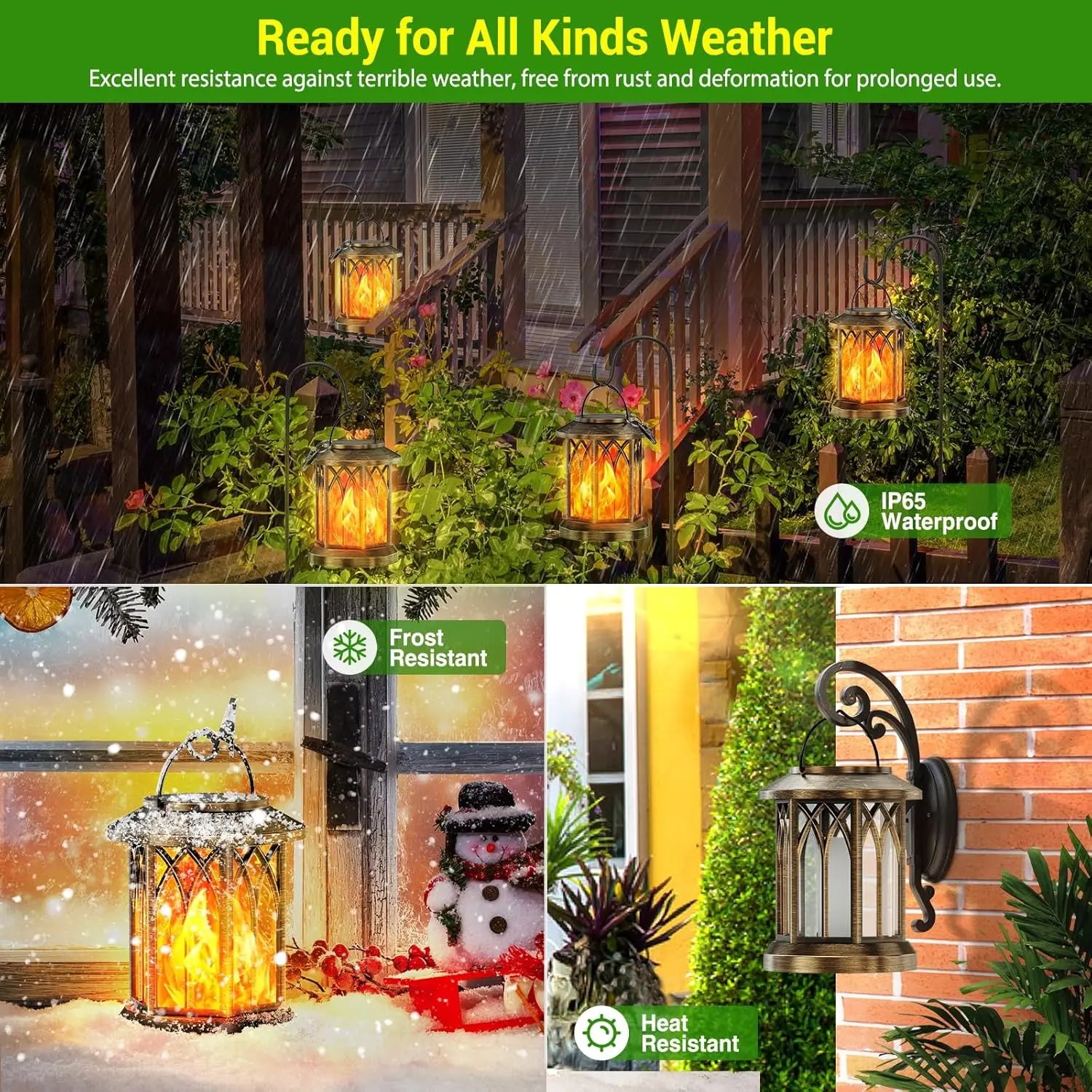 Waterproof Flickering Flame Solar Lantern