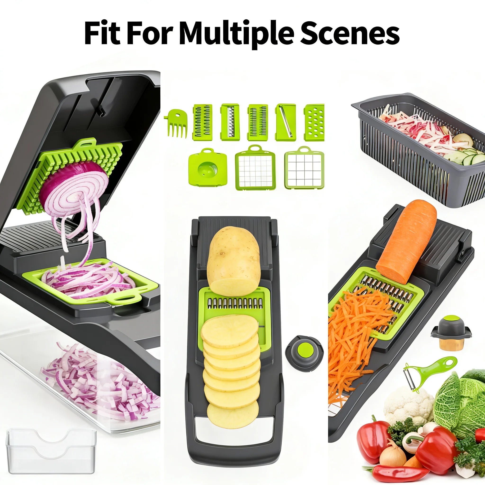 Multifunctional Chopper Dicer Slicer Cutter with Container