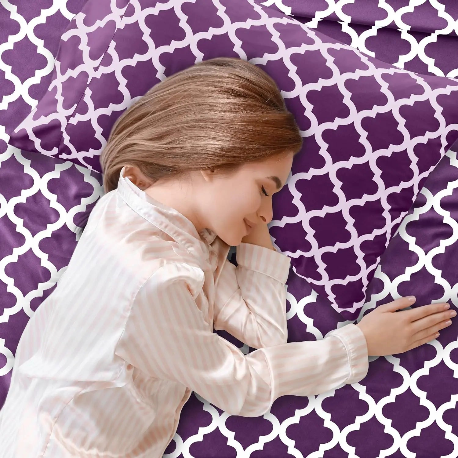 4Pc Quatrefoil Sheet Set – Soft Microfiber, Wrinkle-Free