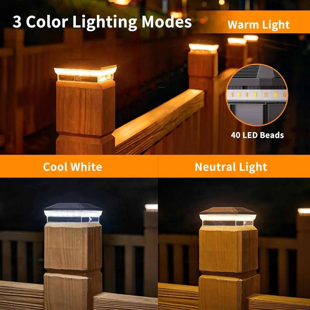 Solar Post Lights with 3 Modes 6/12 pk.