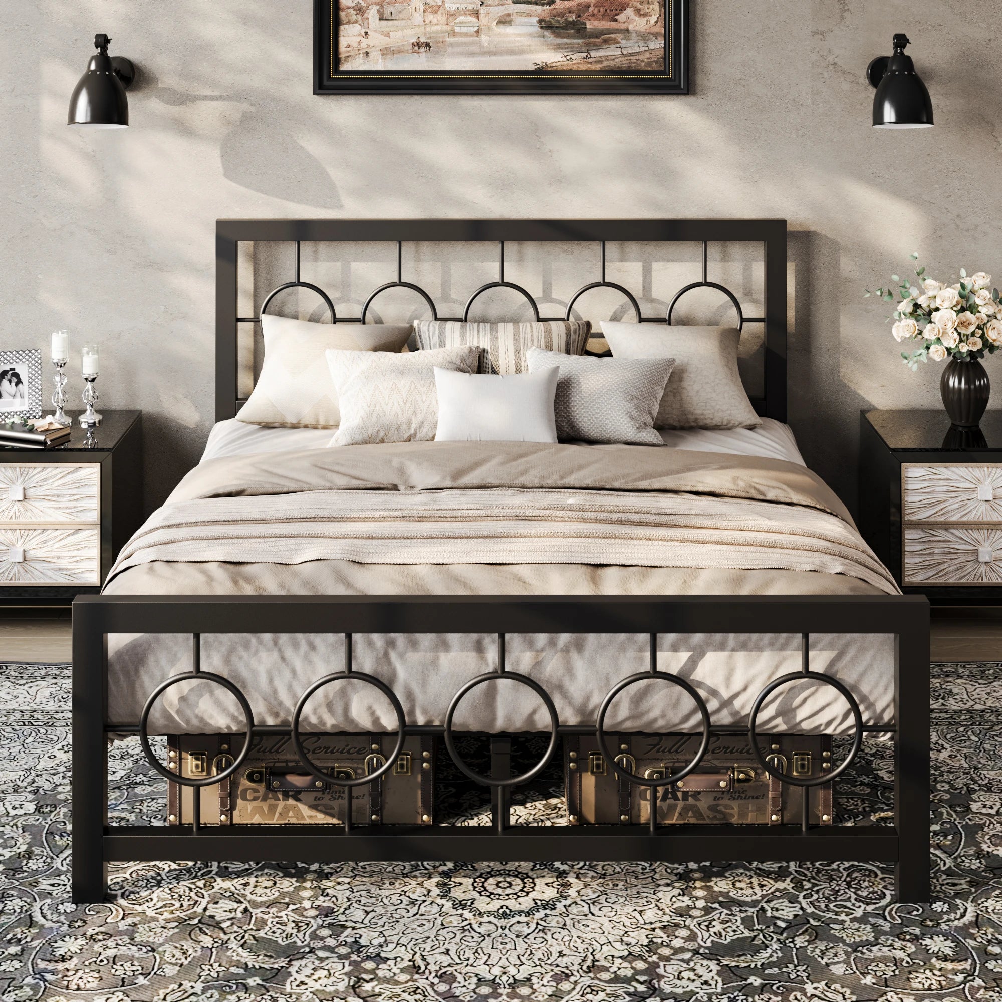 Platform Bed Frame with Headboard, Footboard, Under-Bed Storage