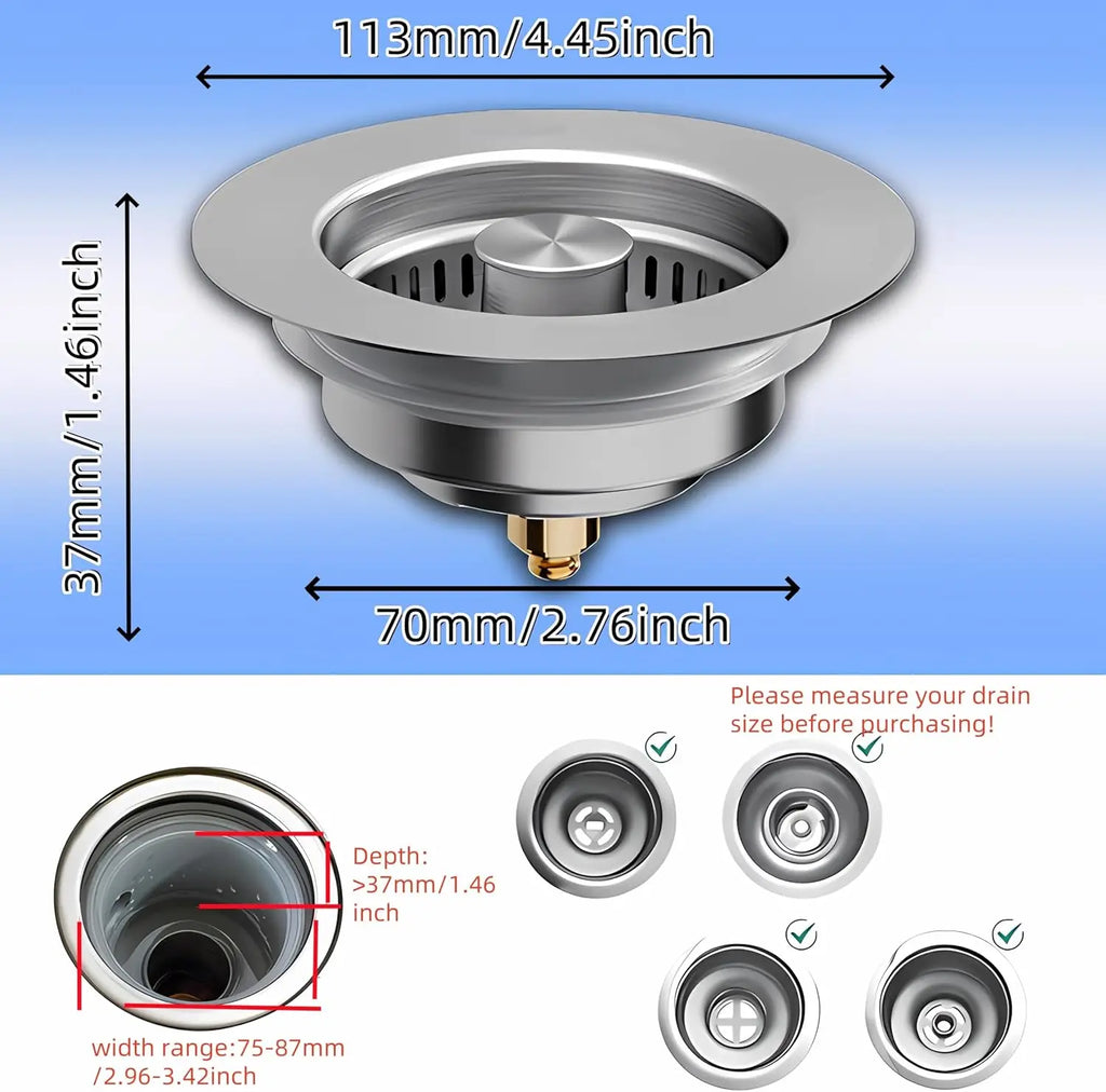 Universal Stainless Steel Kitchen Sink Stopper/strainer