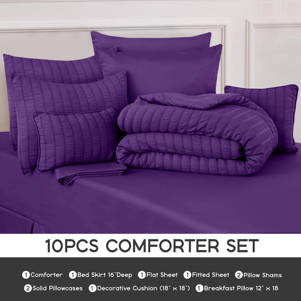 10 Piece Comforter Set, Bed in a Bag, down alternative