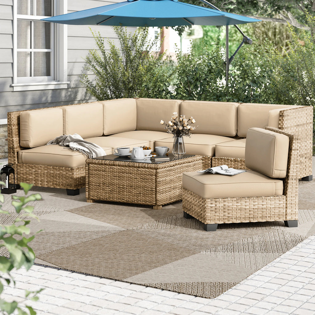 14 Piece Sofa Cushion Set Beige Gray Blue