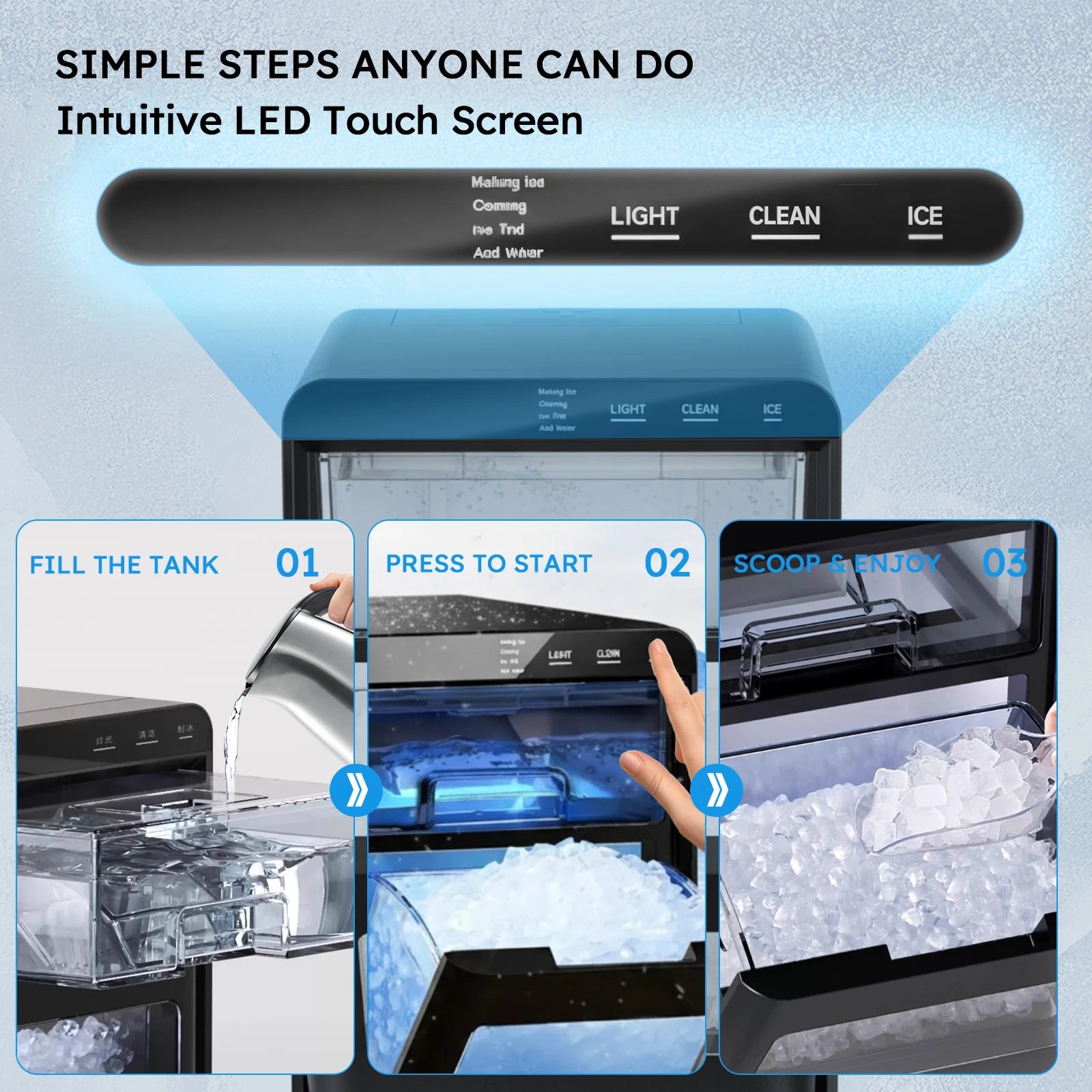 Nugget Countertop Ice Maker 44bs/24h Self-Cleaning