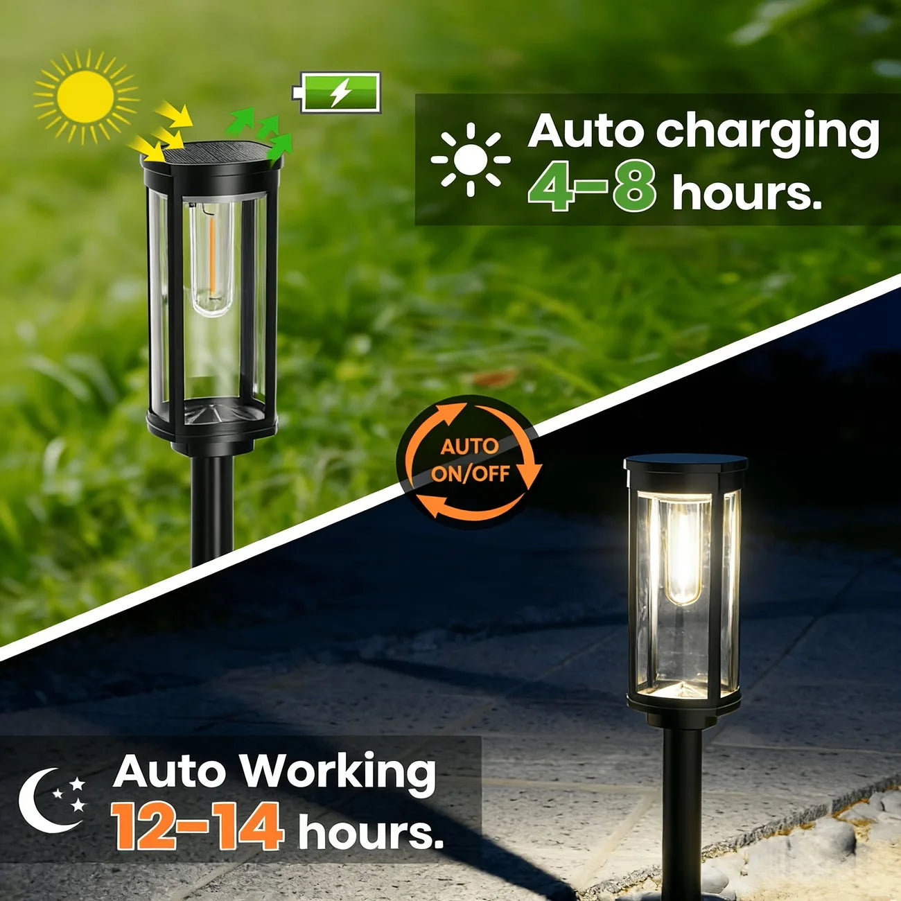 SUPER BRIGHT Solar Pathway Lights Outdoor, 8 Pack Solar Lights Outdoor, Auto On/Off, IP65 Waterproof Solar Garden Lights Solar Powered Landscape Lighting for Yard Patio Walkway Driveway Pathway