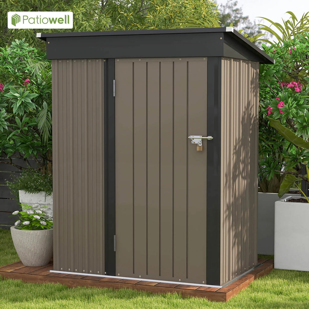 5x3 FT Outdoor Storage Shed, Sloping Roof and Lockable Door
