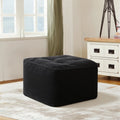 Black Corduroy Square Ottoman