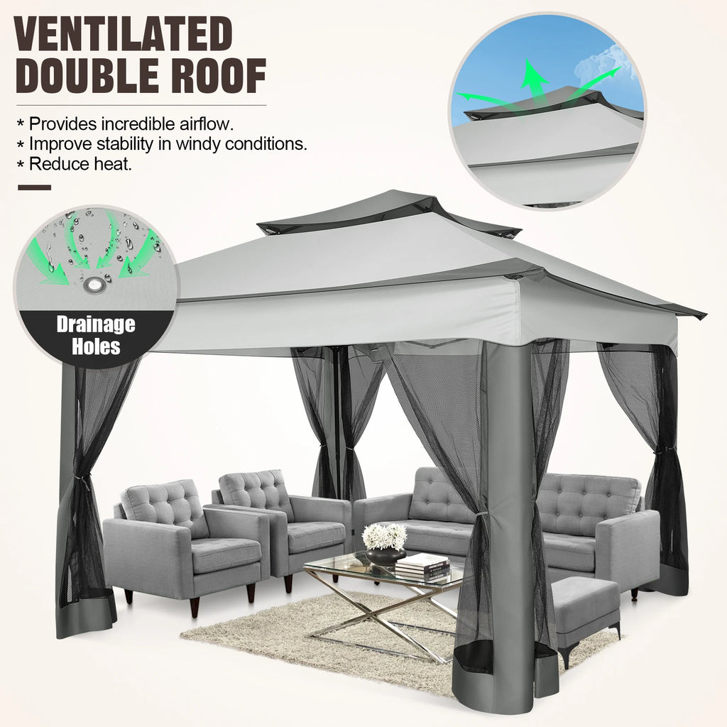 11x11ft Gazebo Outdoor Canopy With Carry Bag