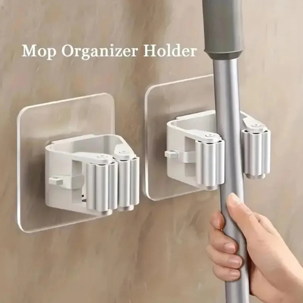 4 Piece Mop Holder, Self-adhesive Installation