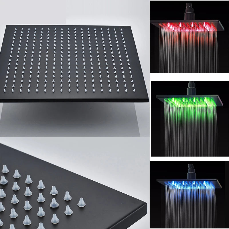 LED Light Large Rainfall  Bathroom Shower Head