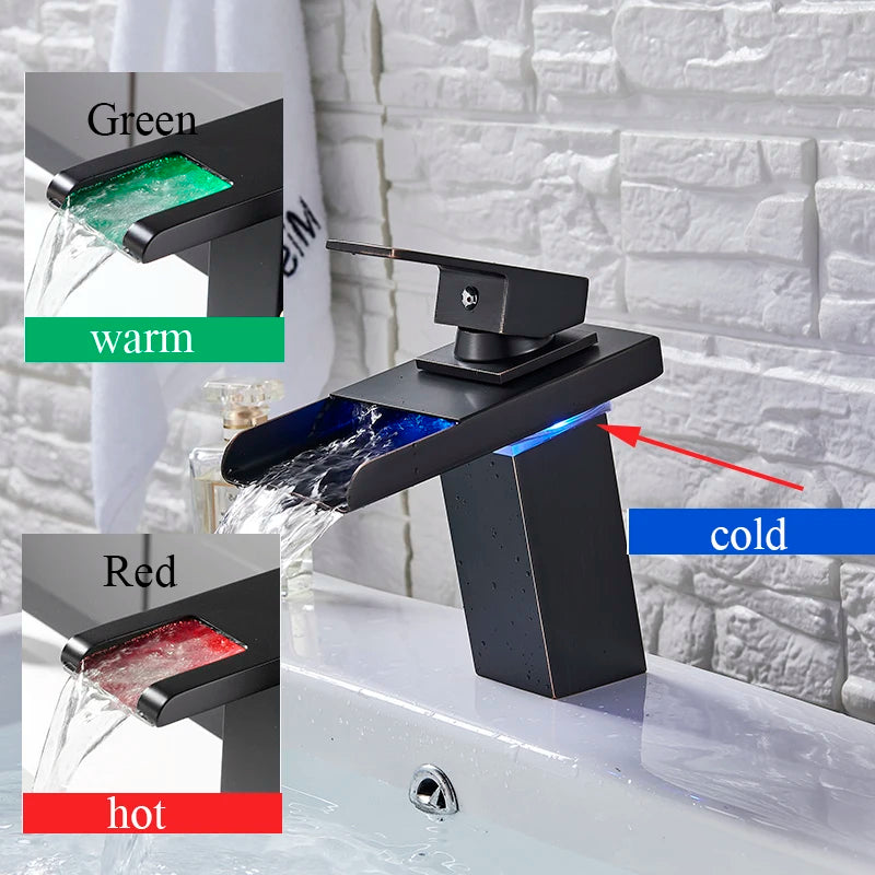 Black LED Bathroom  Faucet