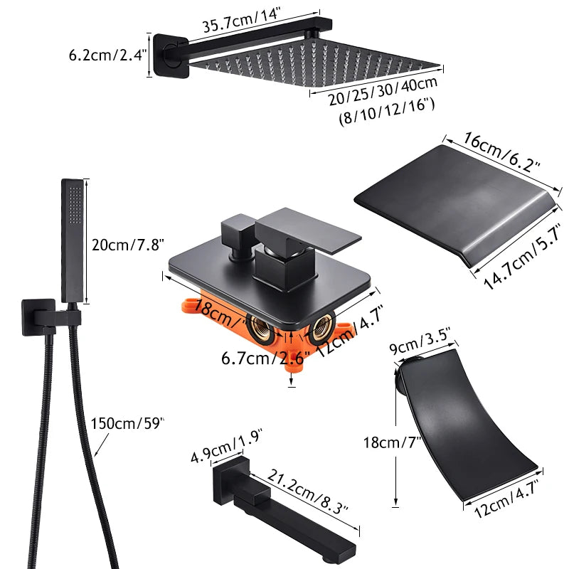 Matte Black Shower Faucet Set