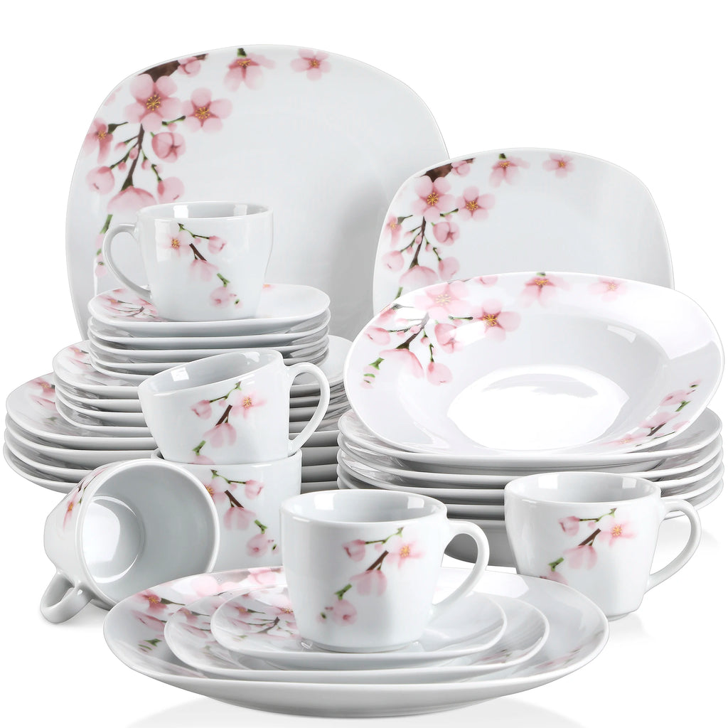 60-Piece White Porcelain Plate Set