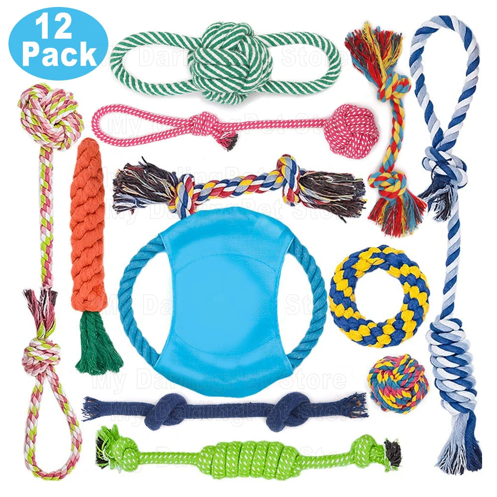 12Pcs Large Dog Chew Rope Toy Set
