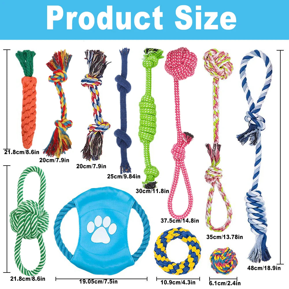 12Pcs Large Dog Chew Rope Toy Set