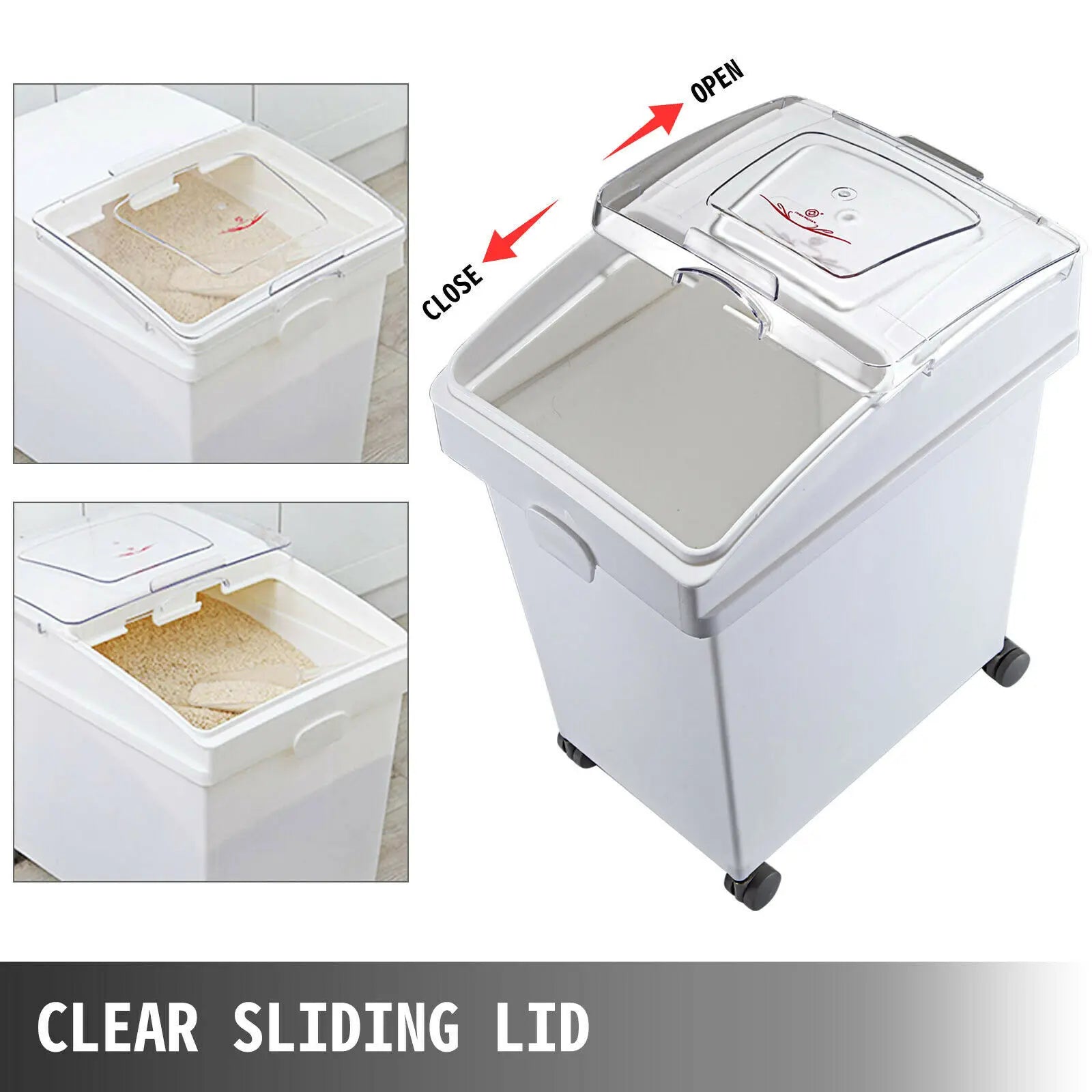 Dry Ingredient Dustproof Storage Bin w/Scoop/Caster
