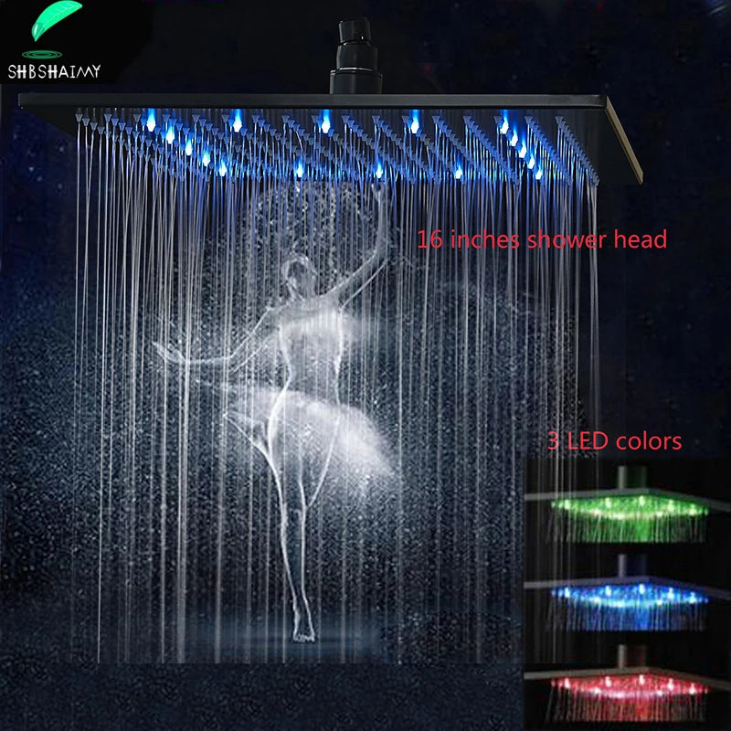 LED Light Large Rainfall  Bathroom Shower Head