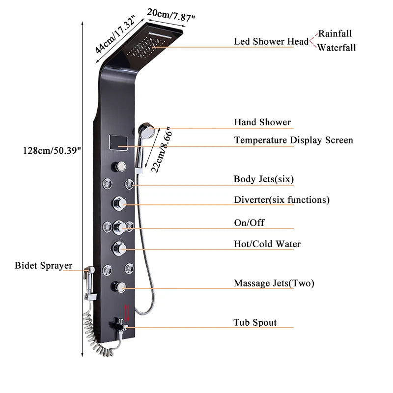 Bathroom Shower Faucet LED Shower Panel