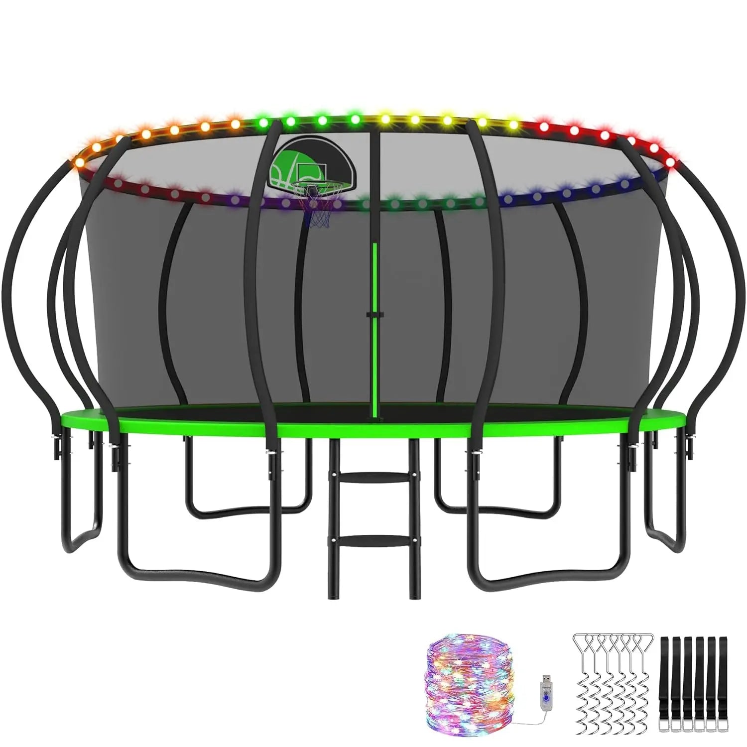 Outdoor Trampoline for Kids with Basketball