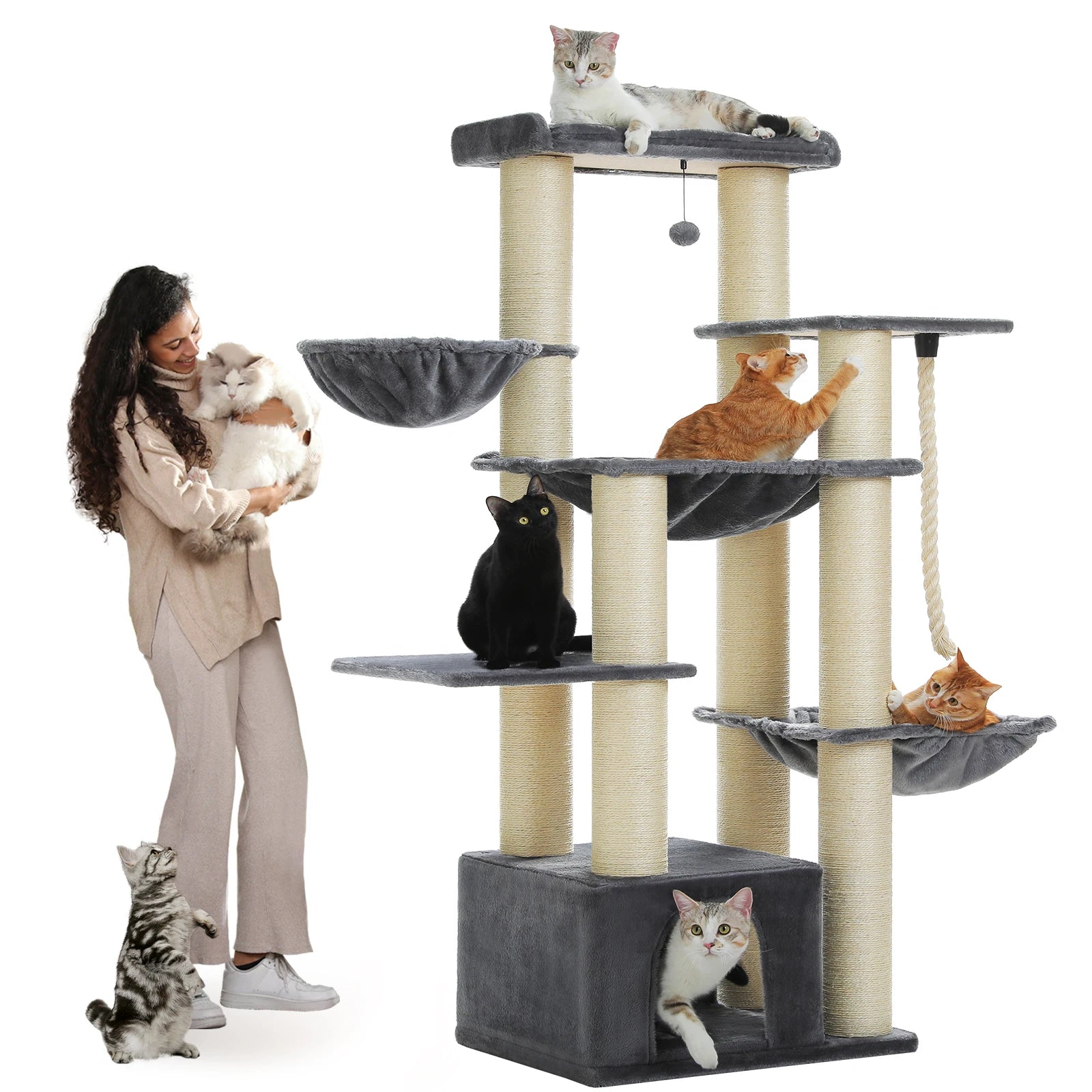 Tall Cat Tower for Indoor Adult Cats