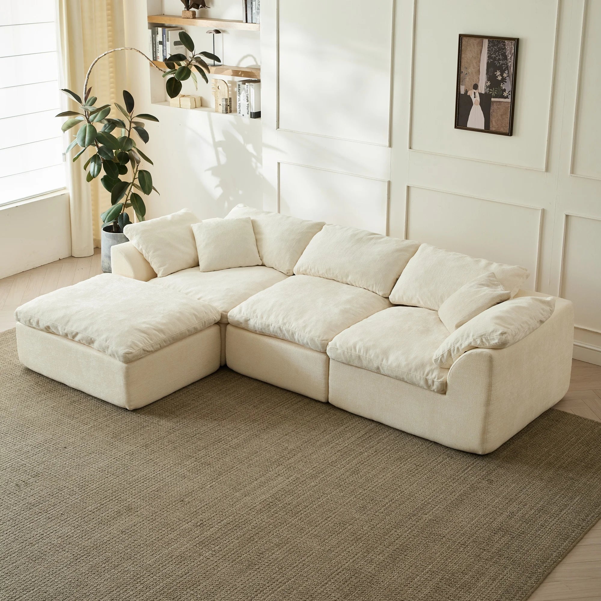 3-Seater Chenille Fabric Sofa modular sectional