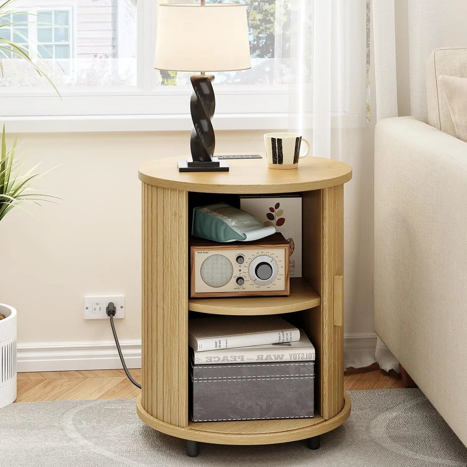 Fluted Round End Table, Multiple Colors/styles