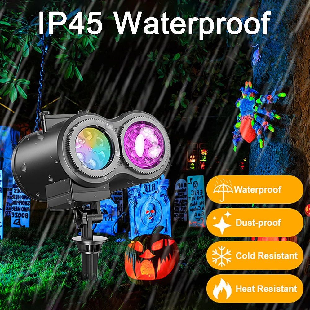 Outdoor Projector Lights  16 Slides, Water Wave Lamp, Timer, Remote