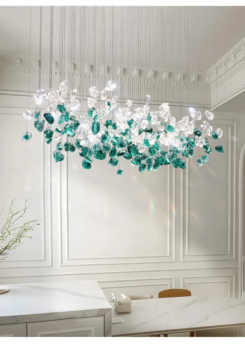 Nordic Green Stone Glass Led Pendant Lights For Dining Room Chandeliers Lighting Lustre Home Living Loft Hanging Lamp Luminaire