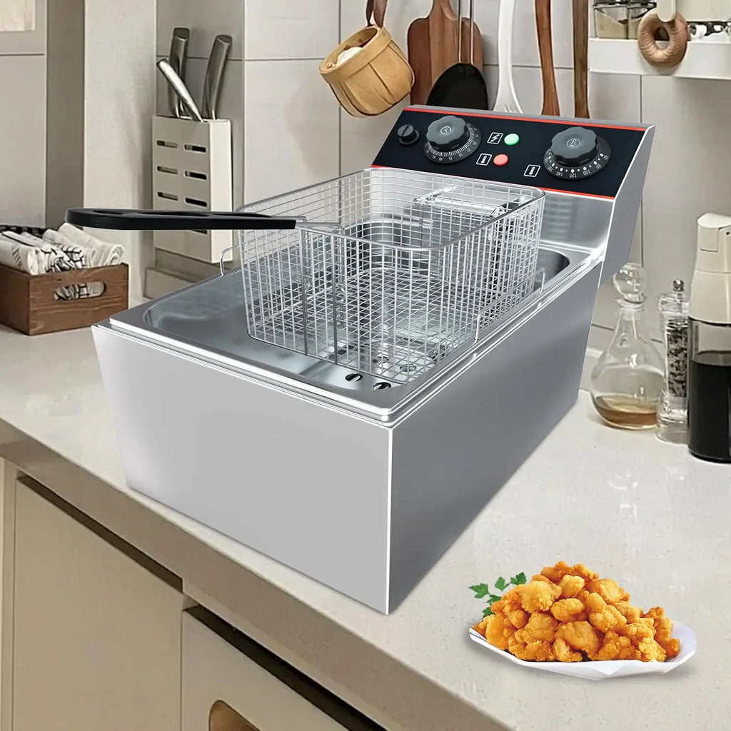 Stainless Steel Electric Deep Fryer with Baskets