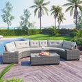 Wood Half-Moon Outdoor Sofa Set Coffee Table