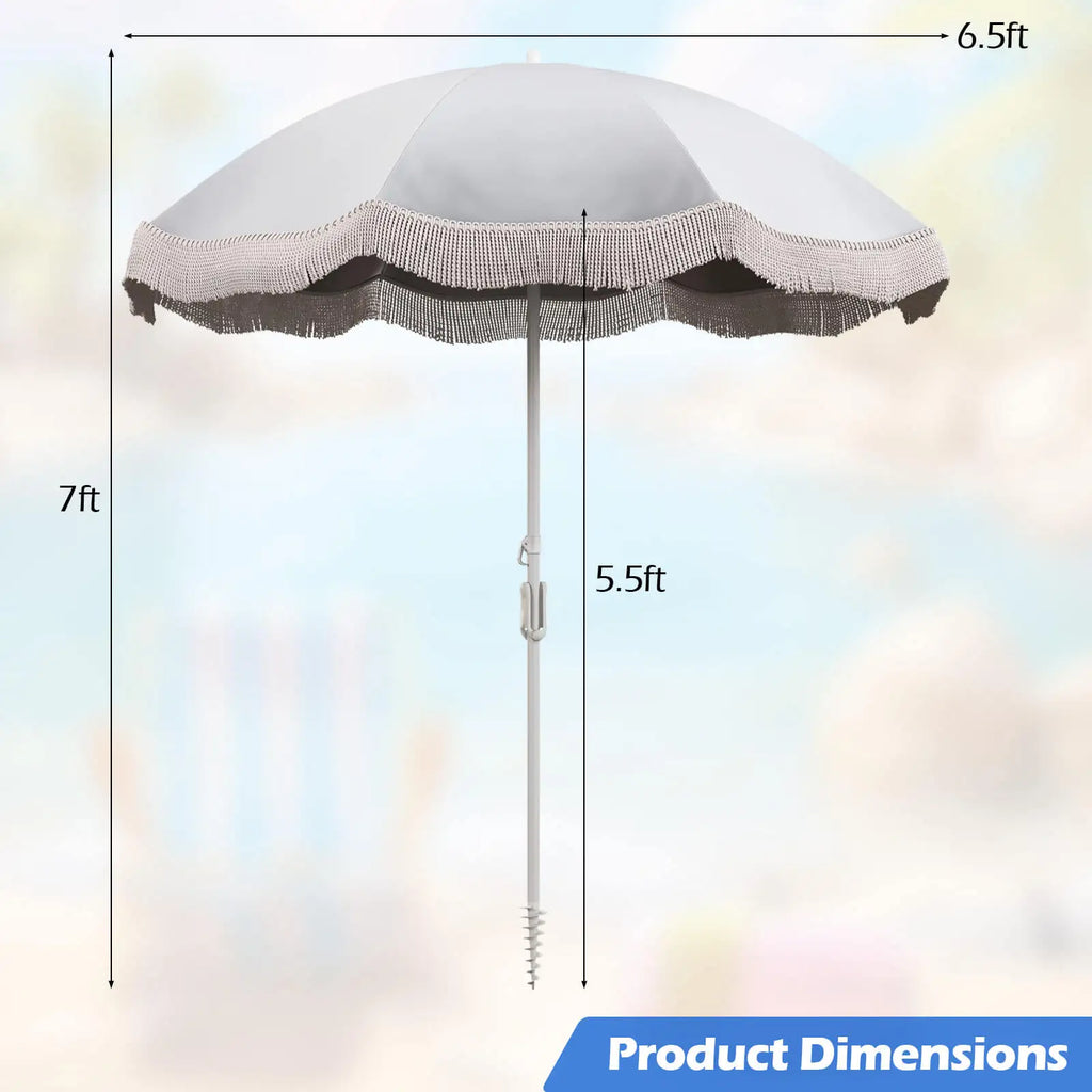 6.5 FT Outdoor Umbrella w/Carrying Bag Push Button Tilt